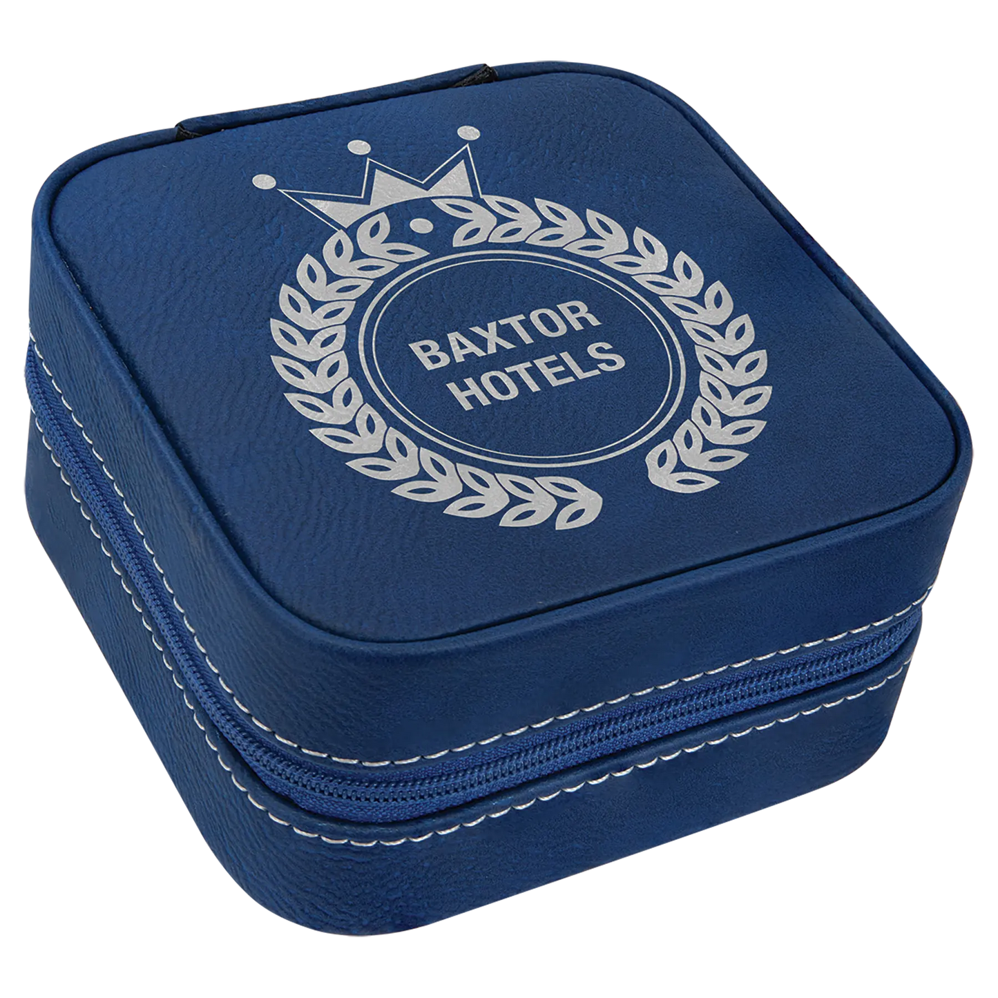 Leatherette Travel Jewelry Box with Tan Lining - 4" X 4" - Custom JDS