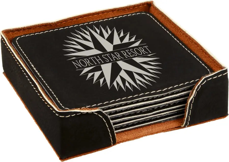 Leatherette 6-Coaster Set - 4" - Square or Round JDS