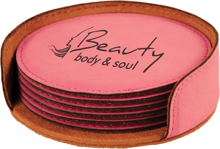 Leatherette 6-Coaster Set - 4" - Square or Round JDS