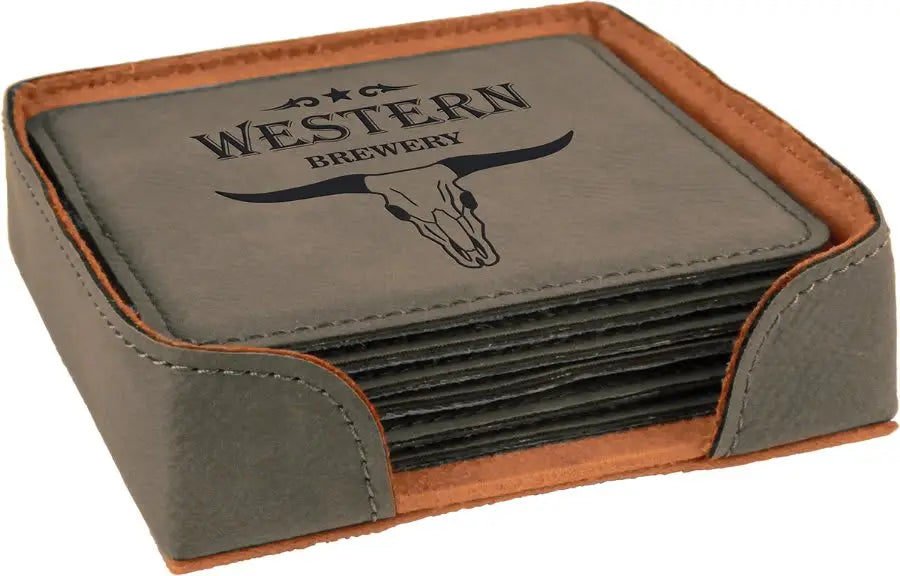 Leatherette 6-Coaster Set - 4" - Square or Round JDS