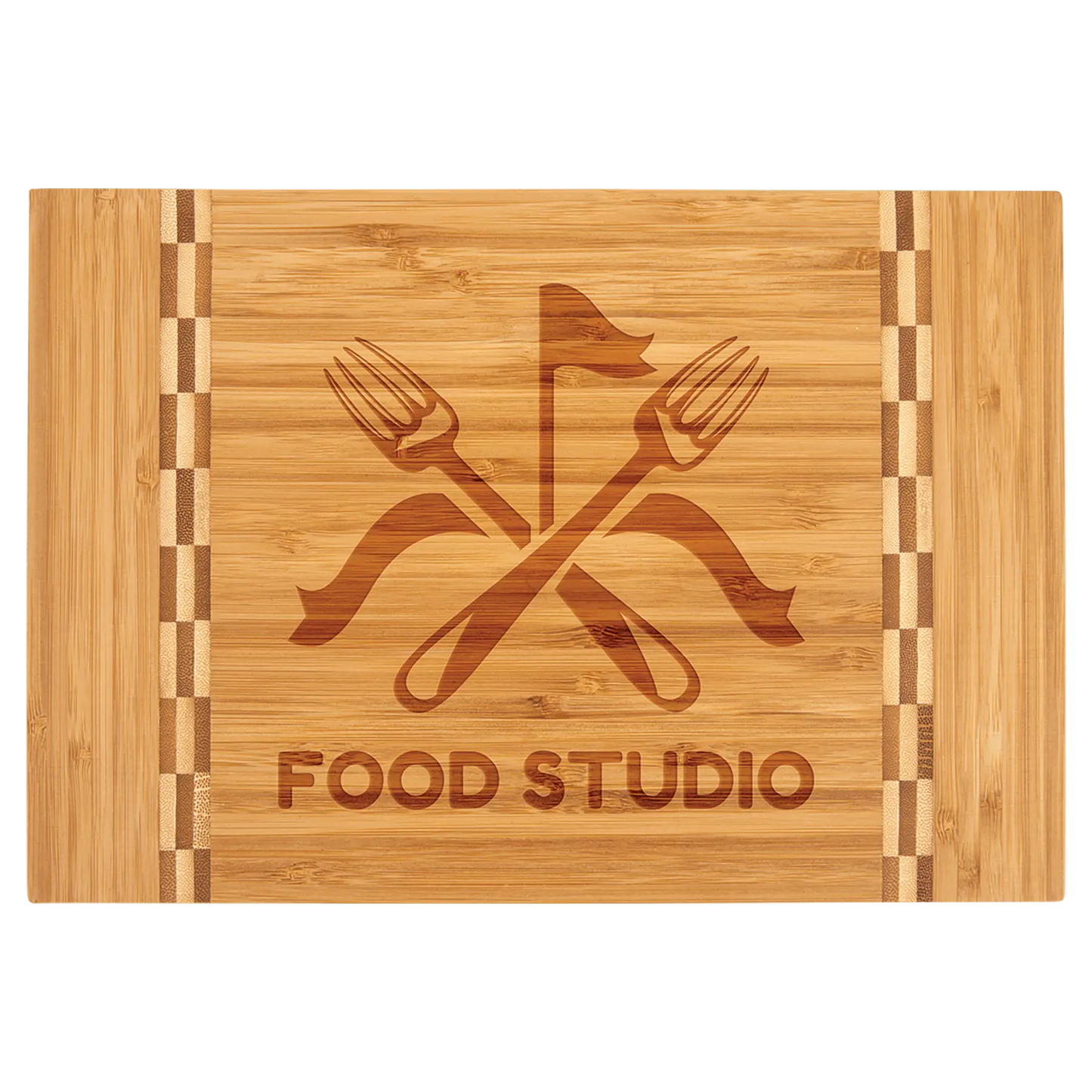 Bamboo Cutting Board with Butcher Block Inlay JDS