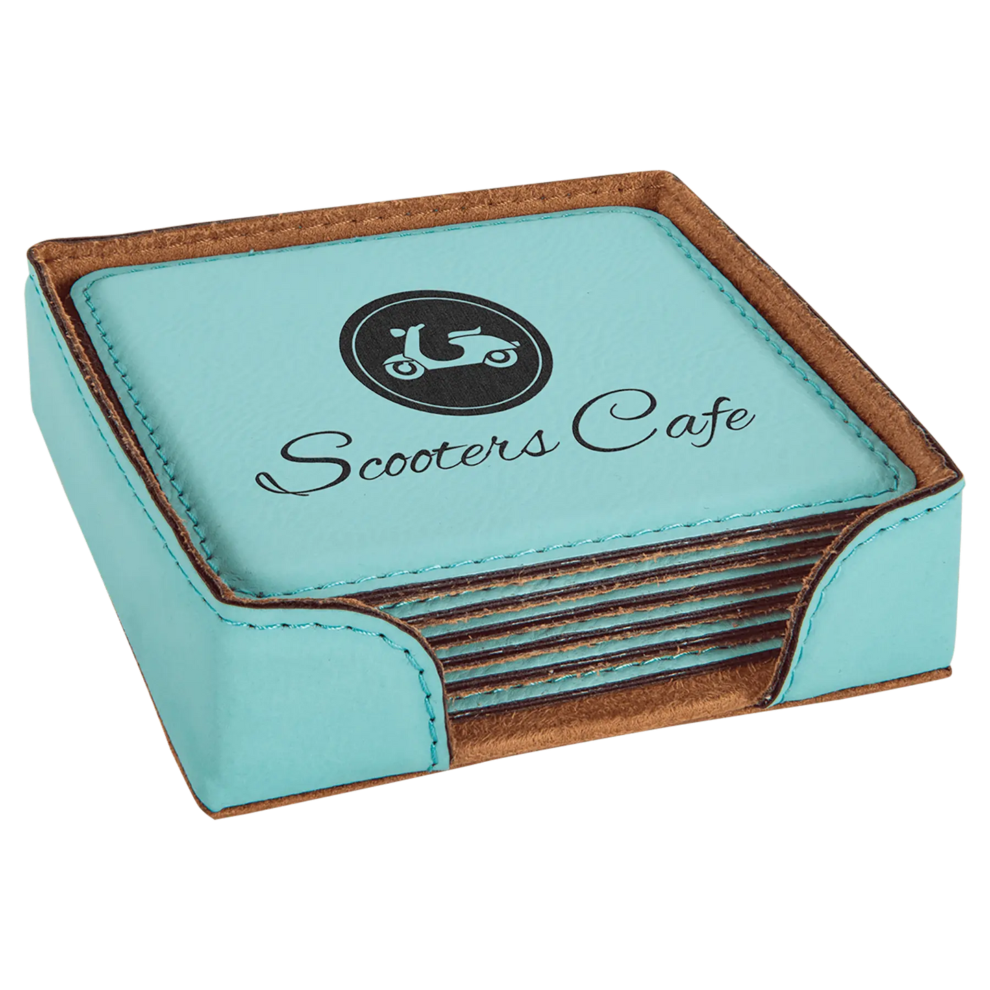 Leatherette 6-Coaster Set - 4" - Square or Round JDS