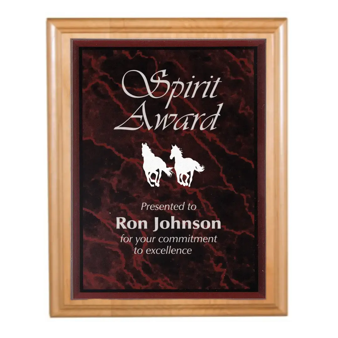 Genuine Red Alder Plaque with Marble Acrylic Plate Smalltown Connetchin