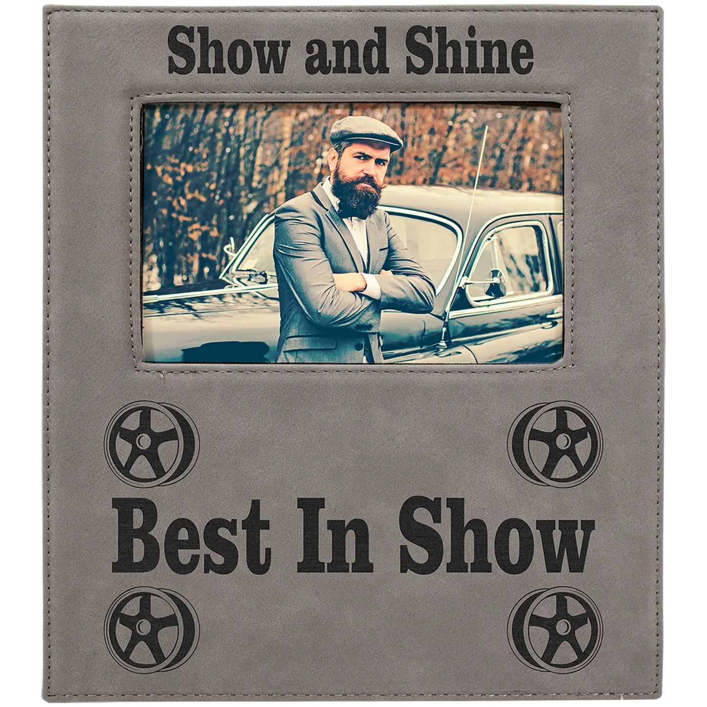 Photo Frame 4" x 6" Leatherette with Extended Engraving Area - Custom JDS