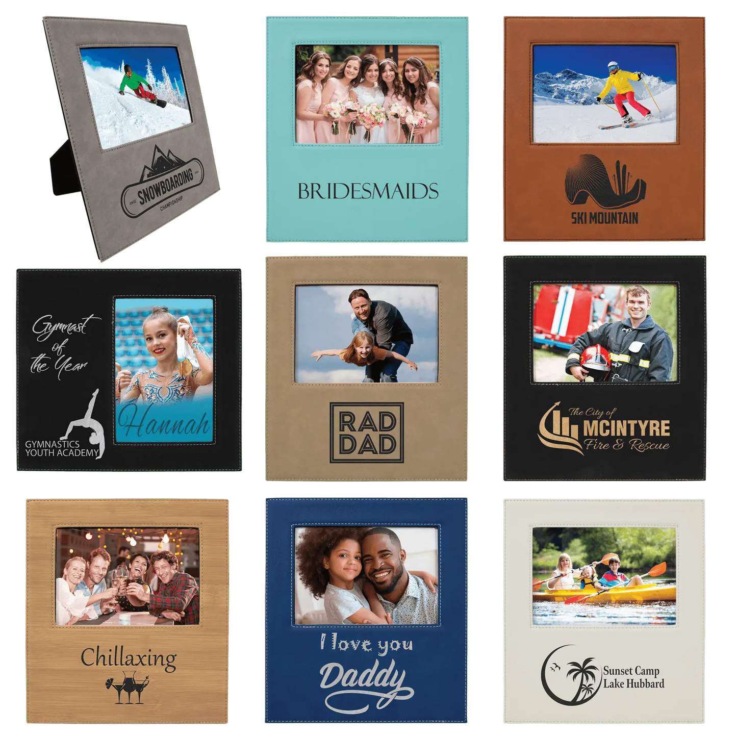 Photo Frame 5" x 7" Leatherette with Extended Engraving Area - Custom JDS