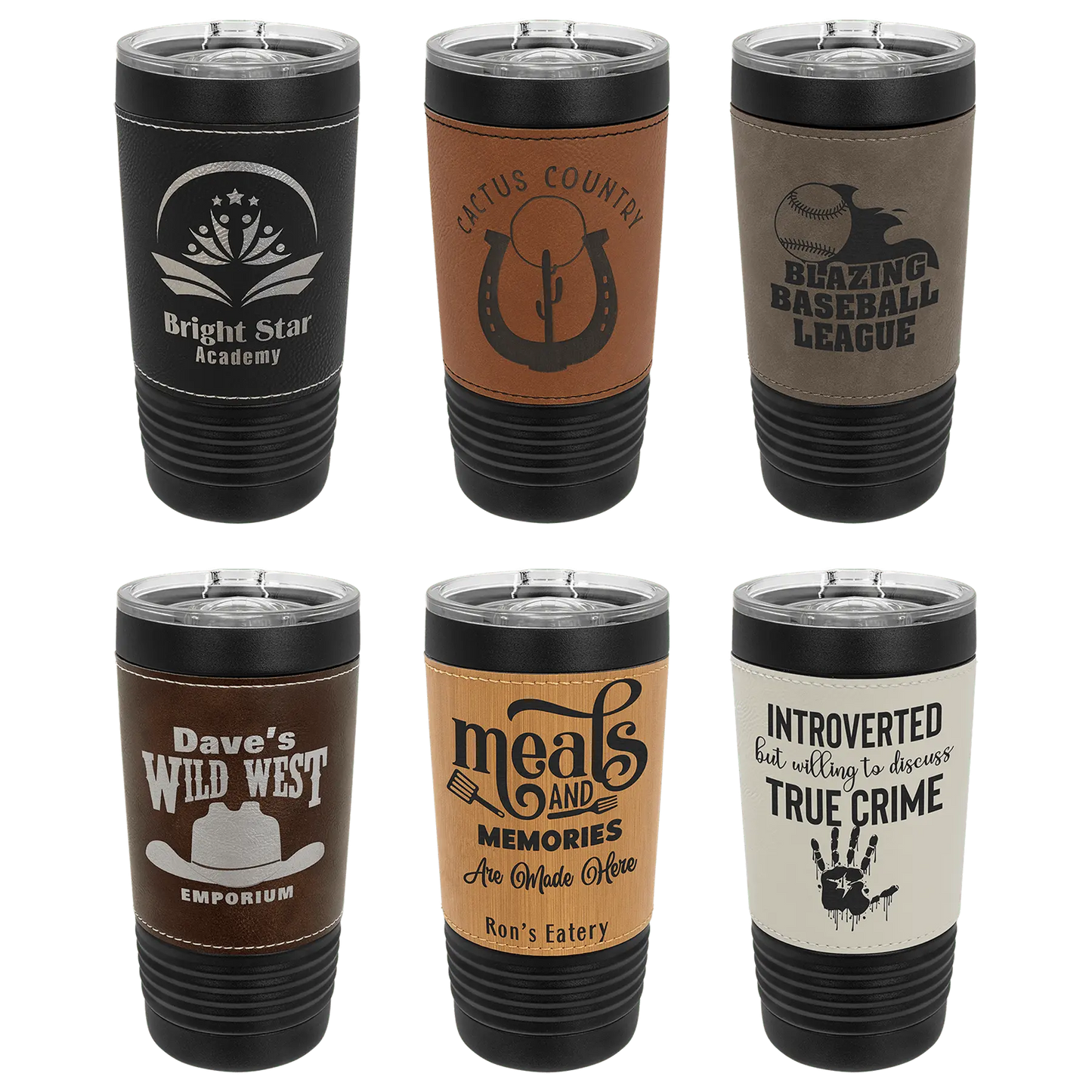20 oz. - Leather Wrapped - Insulated Ringneck Tumbler with Slider Lid - Custom JDS