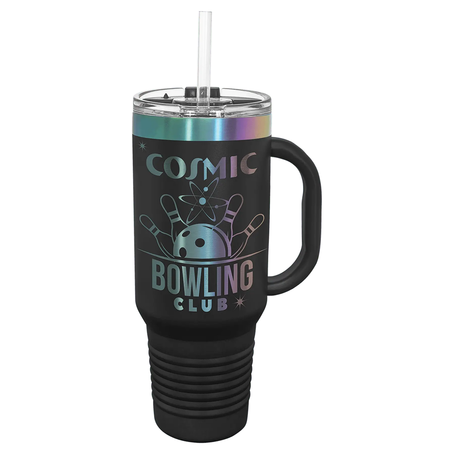 40 oz - Ion Plated - Travel Mug with Handle, Straw Included - Custom JDS