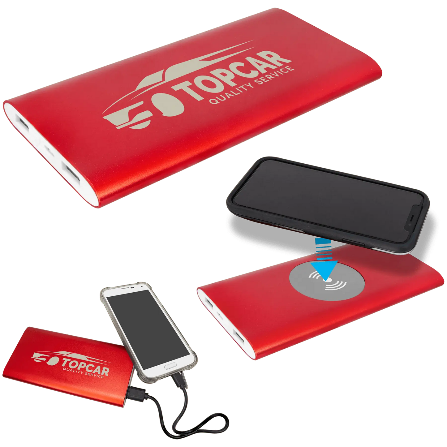 8000MAH Power Bank & Wireless Anodized Aluminum Charger w/USB Power Cord JDS