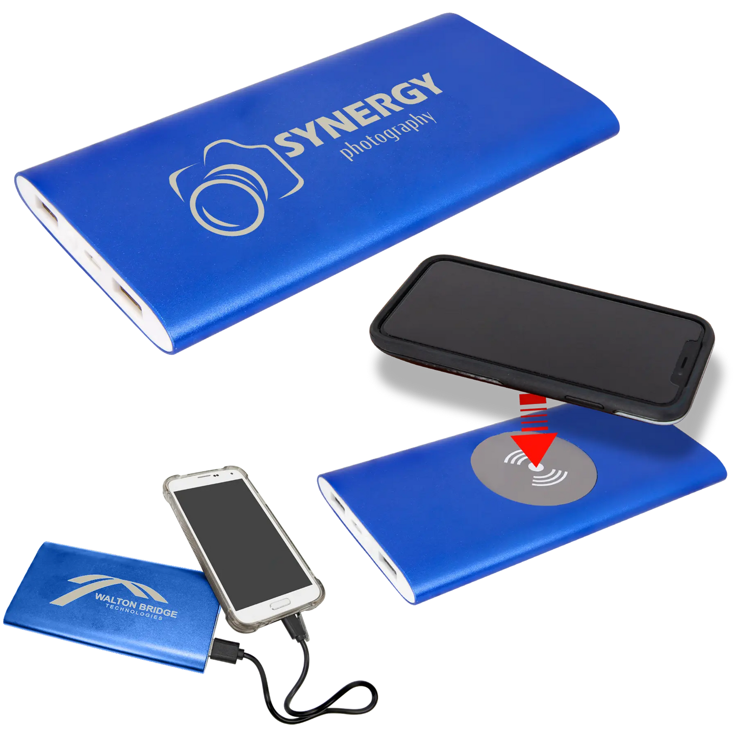 8000MAH Power Bank & Wireless Anodized Aluminum Charger w/USB Power Cord JDS