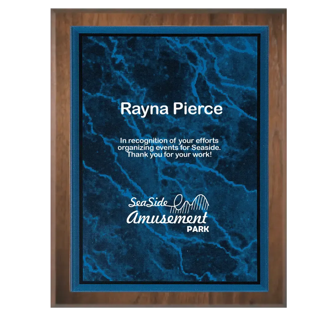 Precision Walnut Plaque with Marble Acrylic Plate Smalltown Connetchin