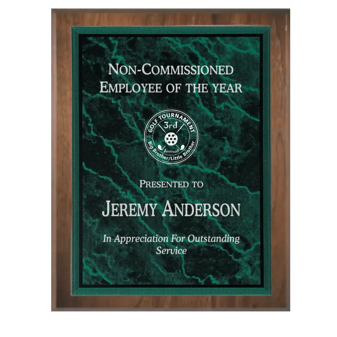 Precision Walnut Plaque with Marble Acrylic Plate Smalltown Connetchin