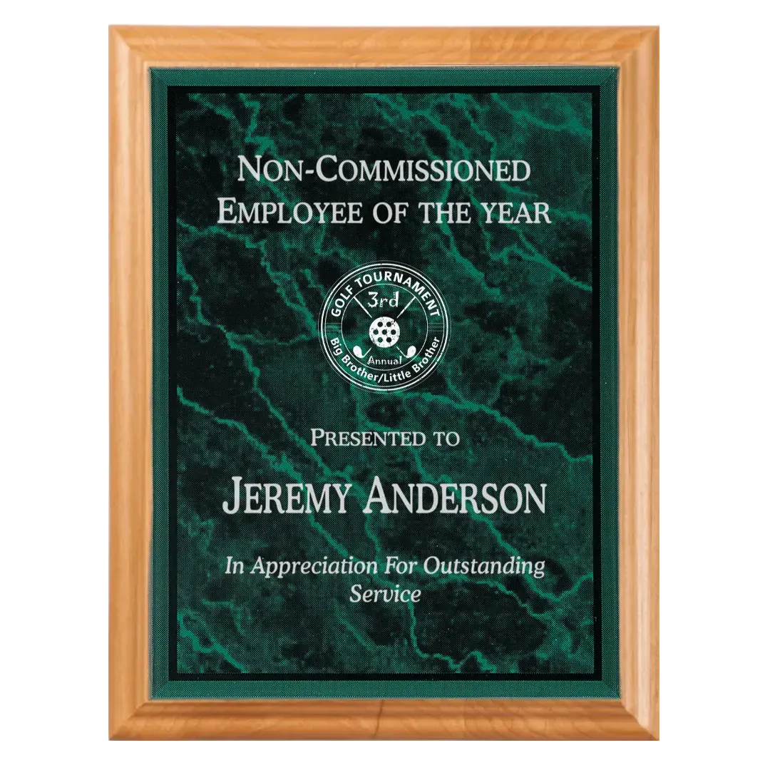 Premium Red Alder Plaque with Marble Acrylic Plate Smalltown Connetchin