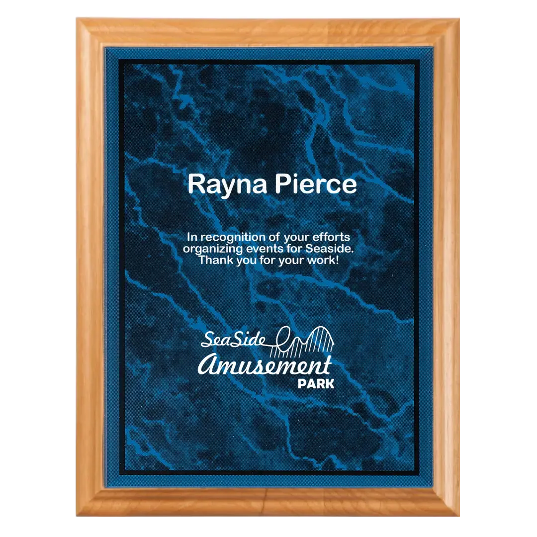 Premium Red Alder Plaque with Marble Acrylic Plate Smalltown Connetchin