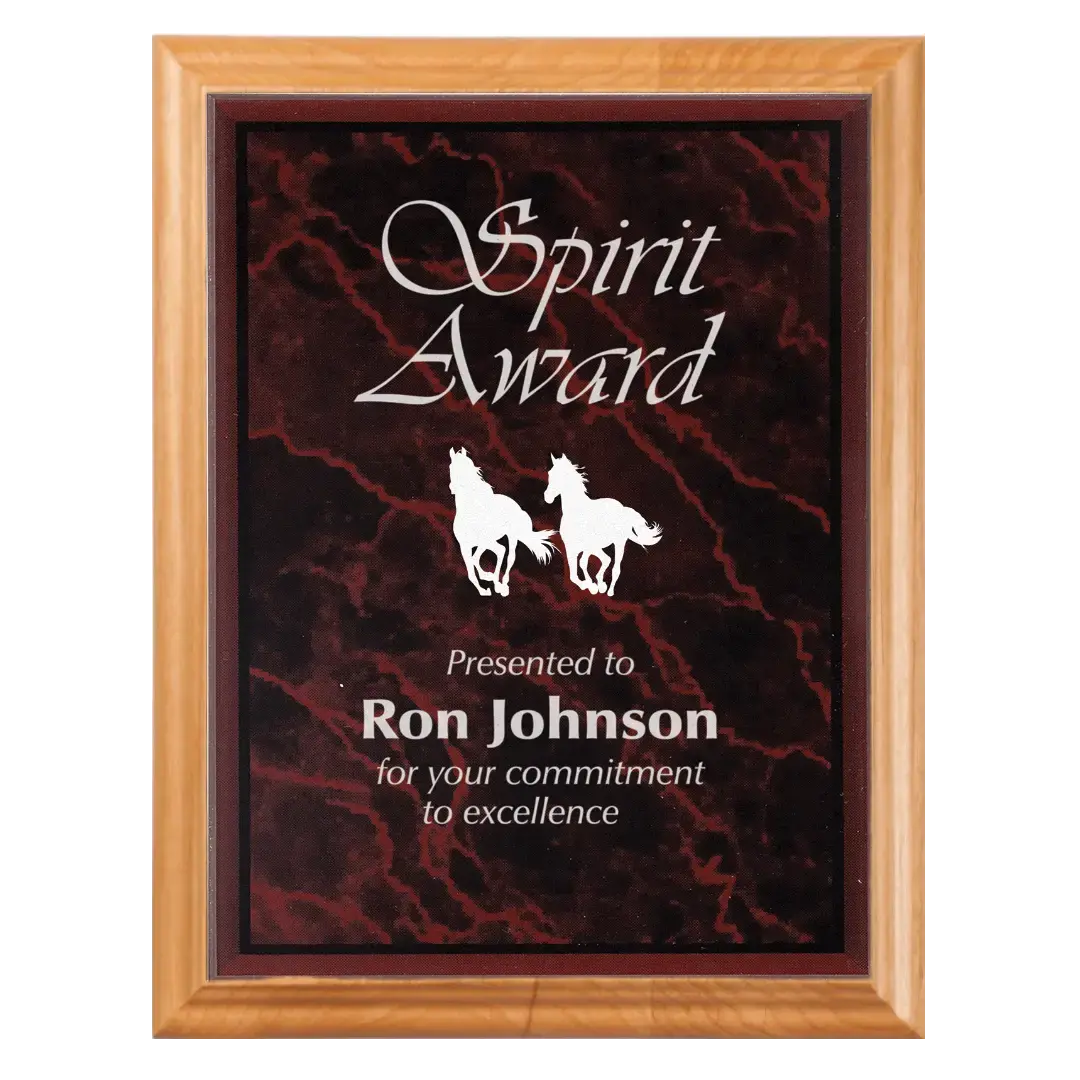 Premium Red Alder Plaque with Marble Acrylic Plate Smalltown Connetchin