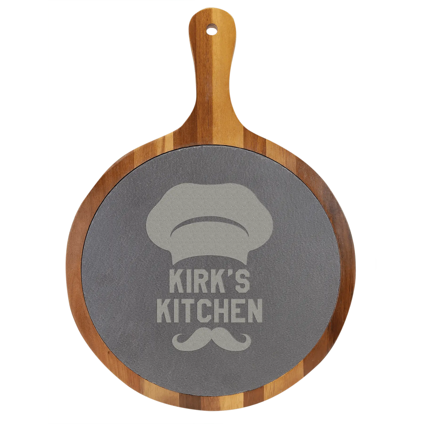 Acacia Wood/Slate Serving Board with Handle - Custom JDS