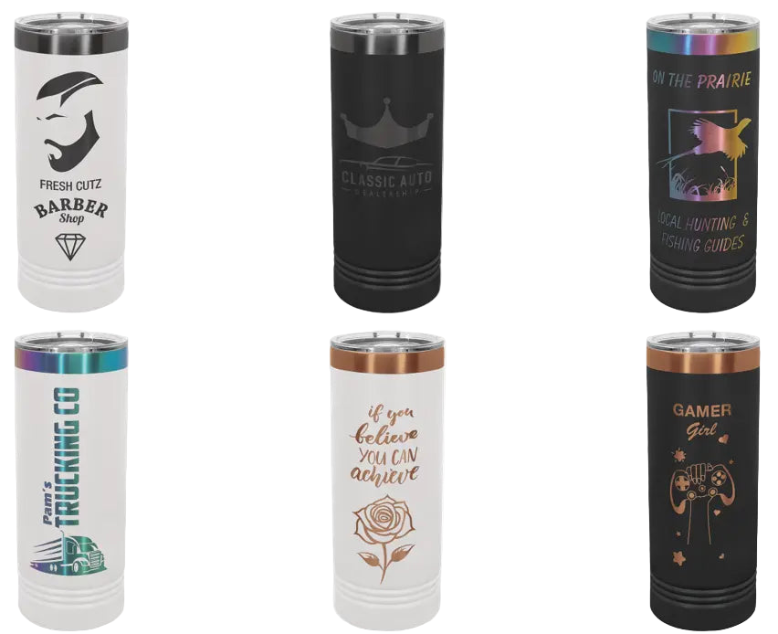 22 oz. - Ion Plated - Skinny Tumbler with Slider Lid - Custom JDS