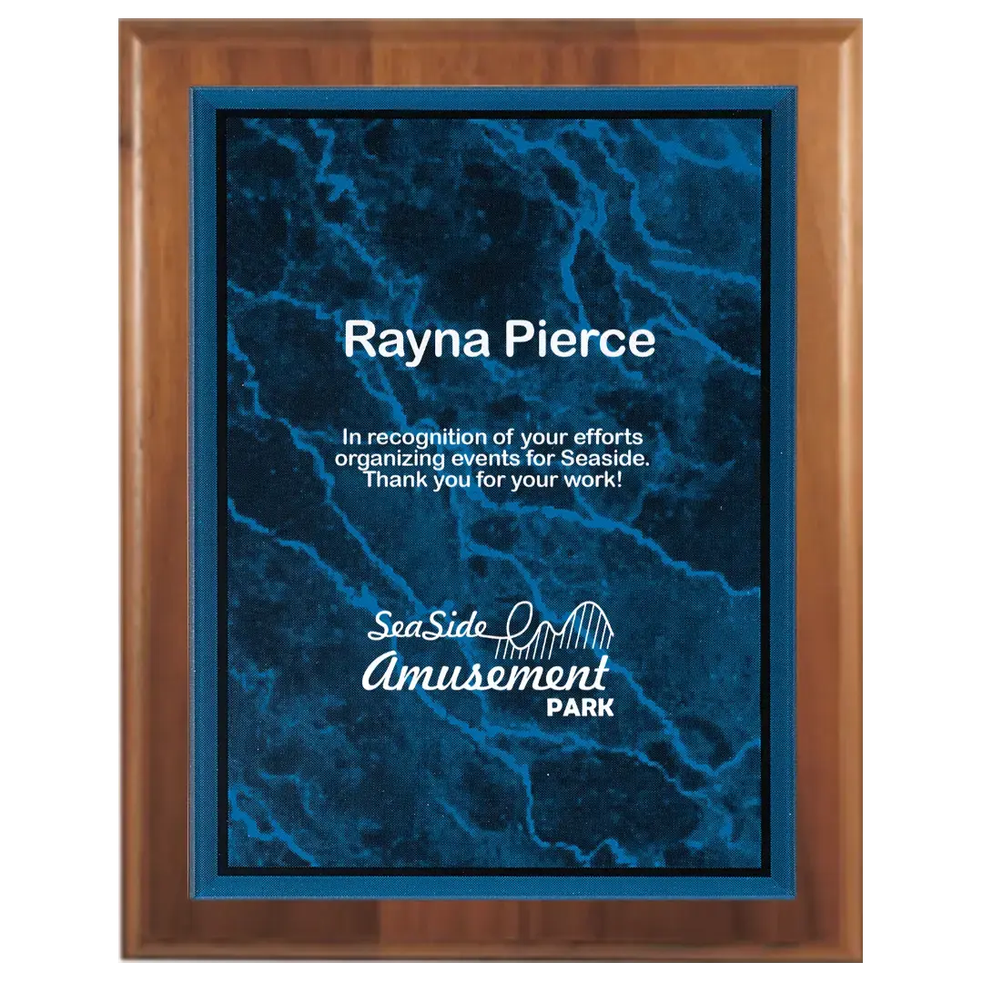 Step-Edge Genuine Walnut Plaque with Marble Acrylic Plate Smalltown Connetchin