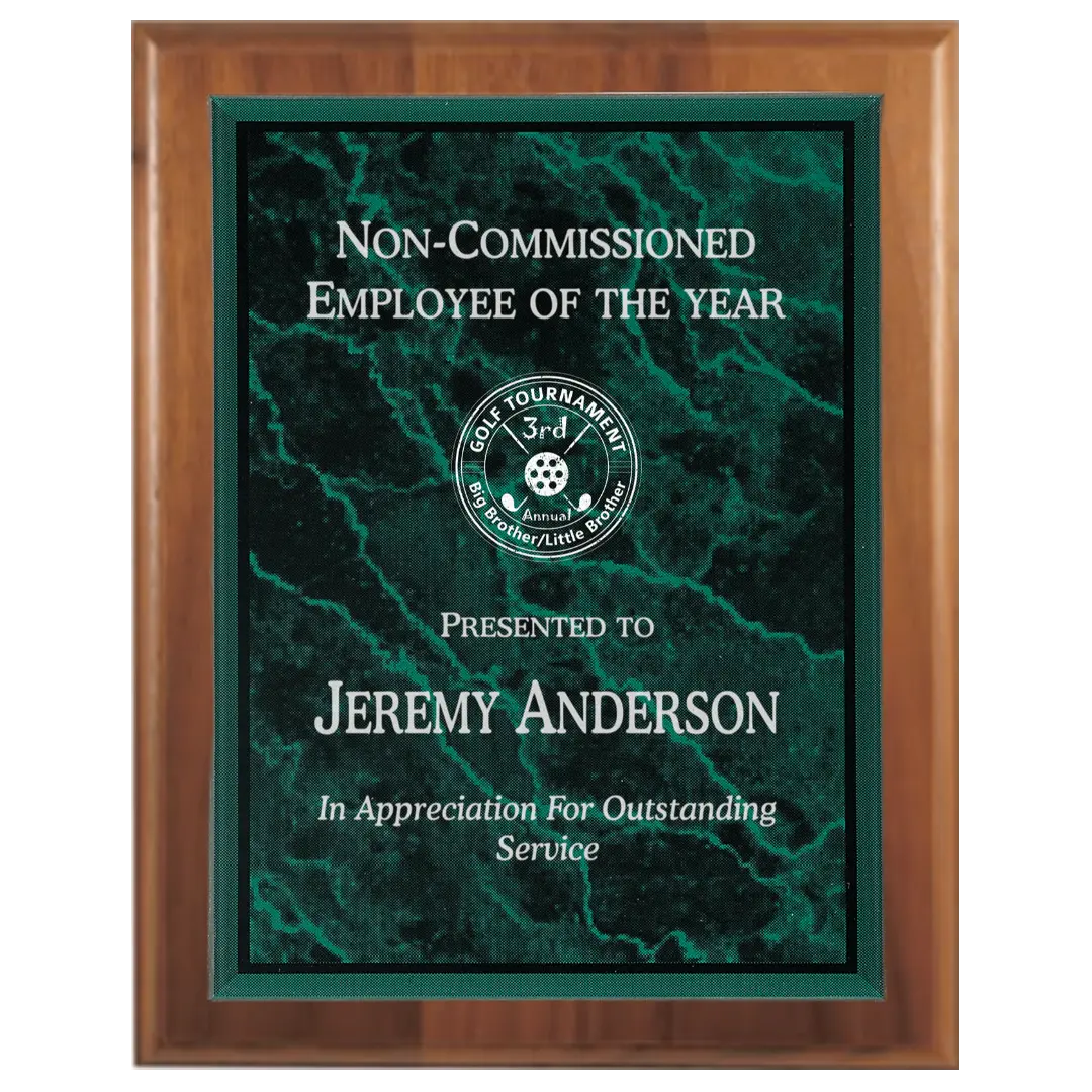 Step-Edge Genuine Walnut Plaque with Marble Acrylic Plate Smalltown Connetchin
