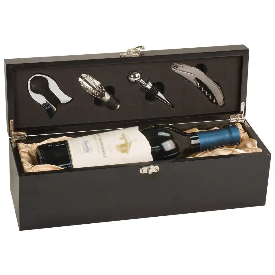 Matte Black Finish Single Wine Box with Tools JDS