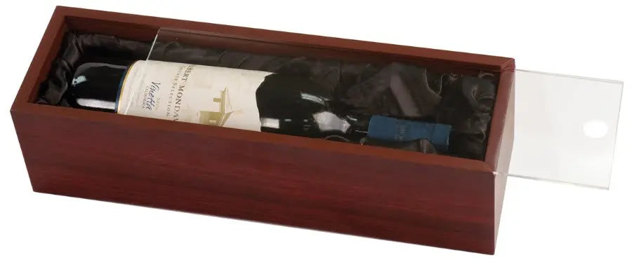 Rosewood Finish Wine Box with Clear Acrylic Lid JDS