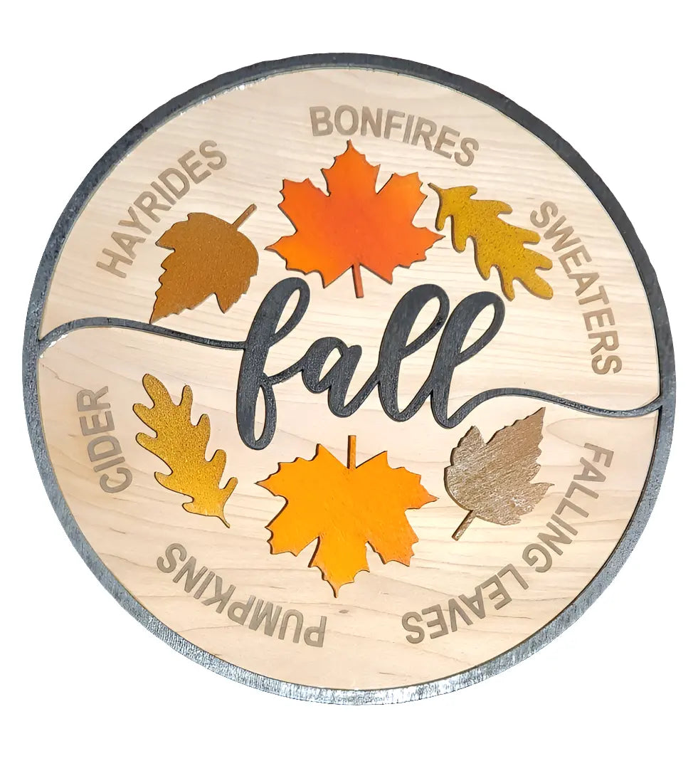 Laser Cut/Handcrafted Wood "Fall" Plaque - 9.25" Inch Smalltown Connetchin
