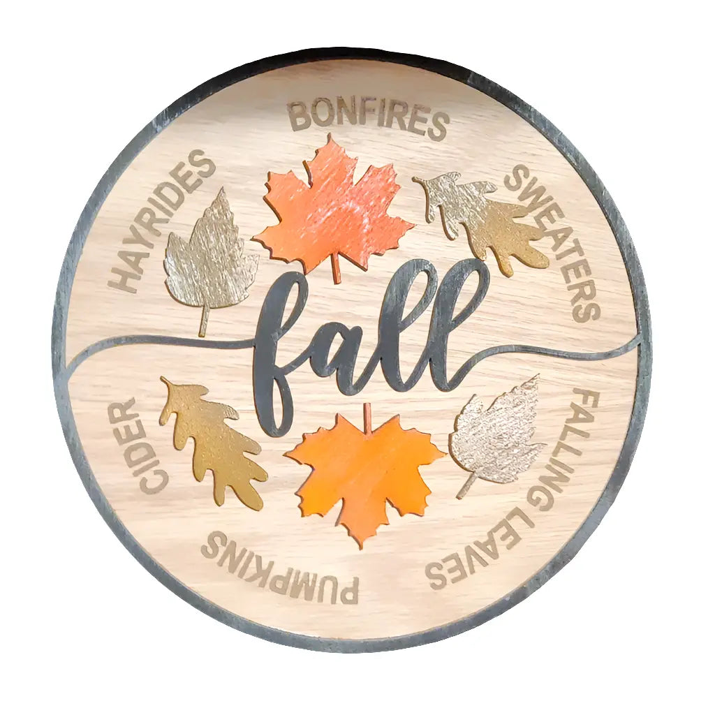 Laser Cut/Handcrafted Wood "Fall" Plaque - 9.25" Inch Smalltown Connetchin