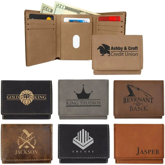 Custom Etched Wallet - Trifold | RFID Blocking | Leatherette - Smalltown Connetchin