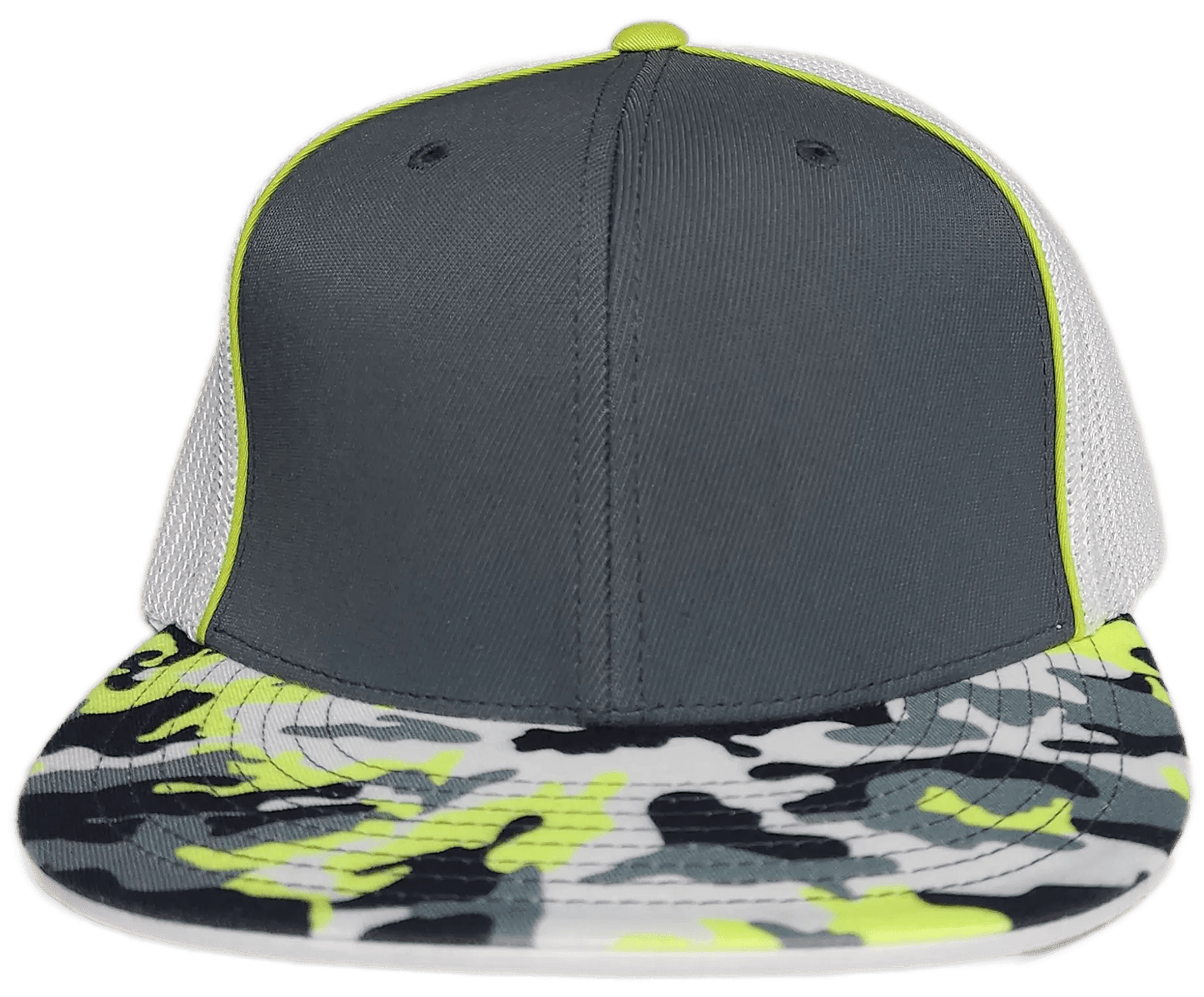 Custom Patch - Pacific Headwear Glamo D - Series Flex Fit Cap - GRAPHITE/WHITE/YELLOW - Smalltown Connetchin