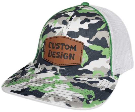 Custom Patch - Pacific Headwear Glamo Mesh Flex Fit Trucker Cap - GREEN/WHITE/BLACK/CAMO - Smalltown Connetchin
