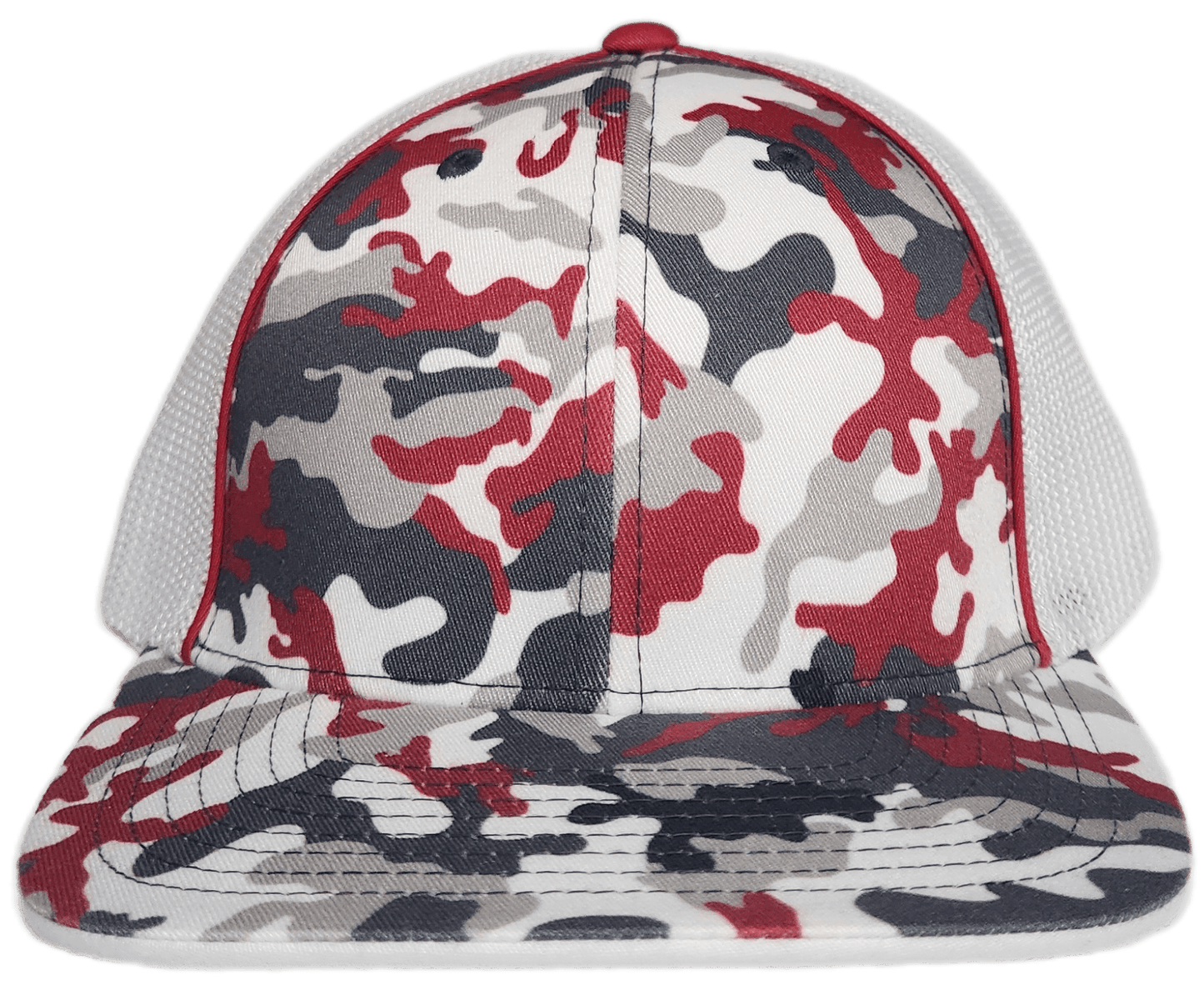 Custom Patch - Pacific Headwear Glamo Mesh Flex Fit Trucker Cap - RED/WHITE/RED - Smalltown Connetchin