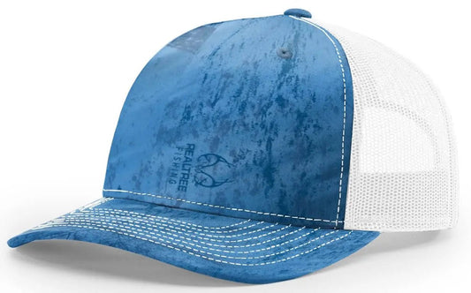 Custom Patch - Richardson 112PFP Printed Five Panel Snapback - REALTREE FISHING LIGHT BLUE/WHITE - Smalltown Connetchin