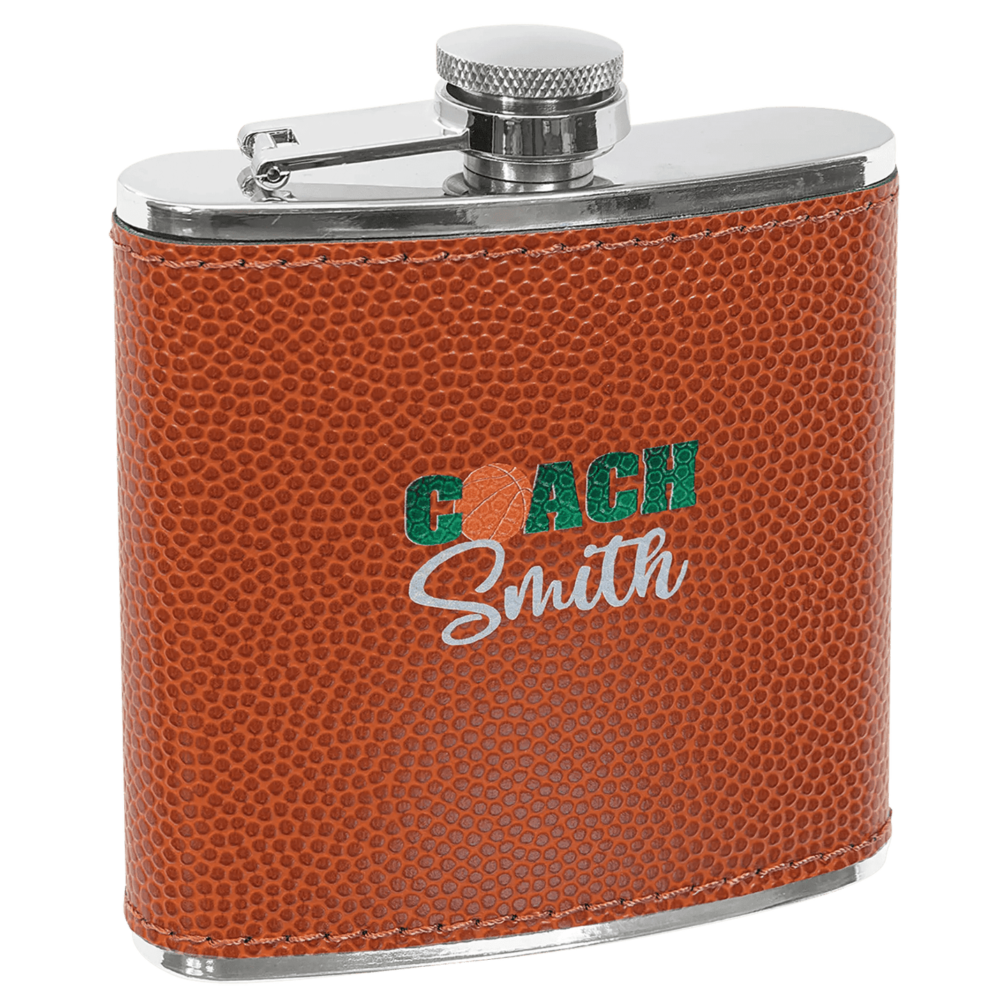 Customized Flask - Stainless - Steel with Laser Etched Leatherette - Smalltown Connetchin