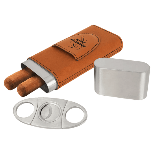 Etched Custom Cigar Case with Cutter - Leatherette Wrapped - Smalltown Connetchin