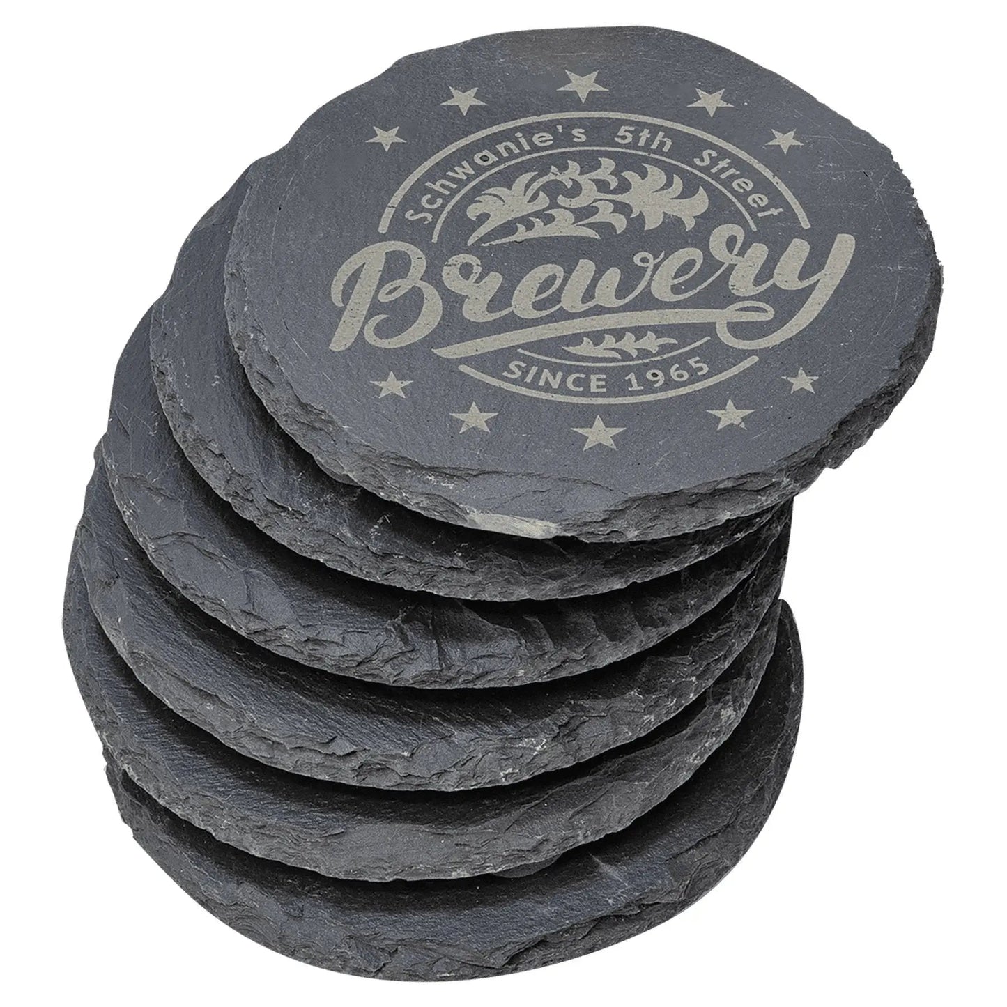 Laser Etched 4" Inch Slate Coasters (6 pcs) - Smalltown Connetchin