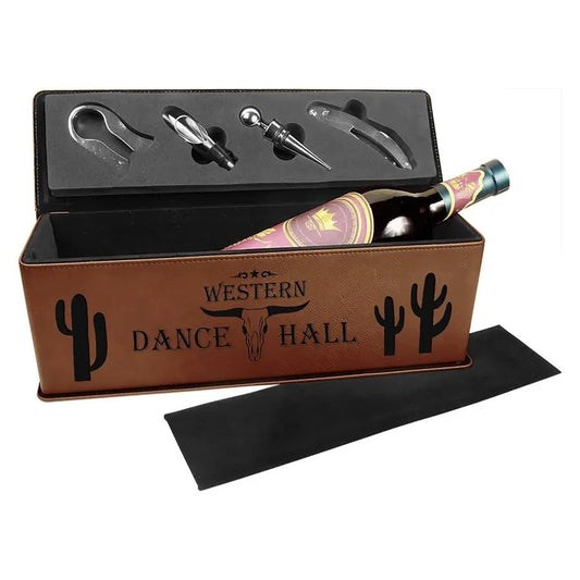 Leatherette Single Wine Gift Box with Tools - Personalized - Smalltown Connetchin