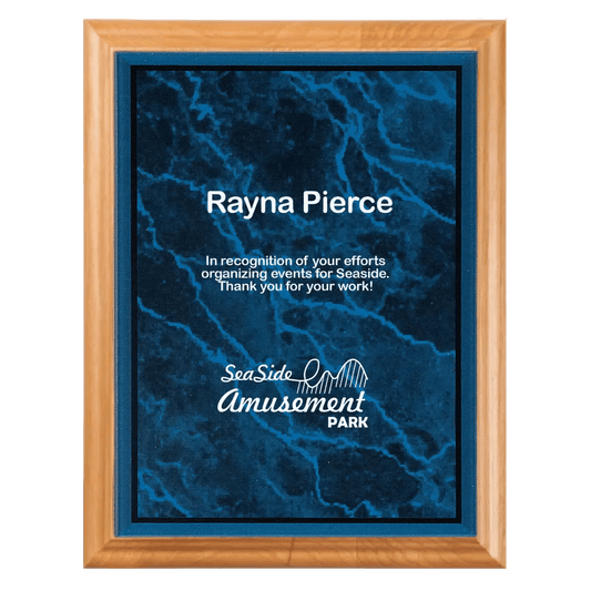 Premium Red Alder Personalized Plaque with (Optional) Marble Acrylic Plate - Smalltown Connetchin