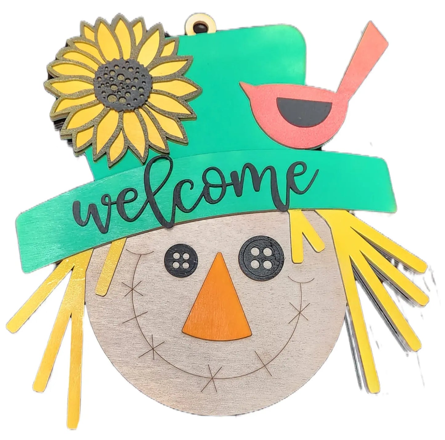 Laser Cut/Handcrafted - Happy Scarecrow Welcome Sign Smalltown Connetchin