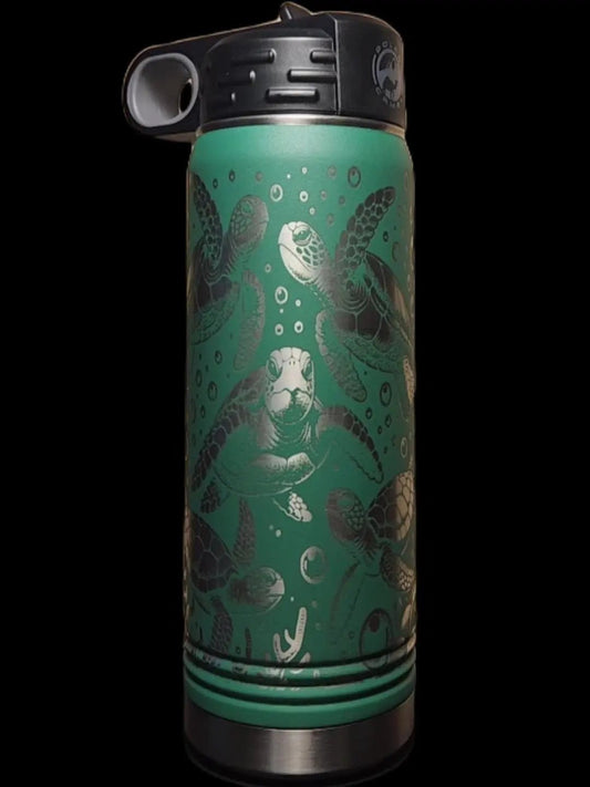 Sea Turtle Bottle - Multiple Sizes, Colors, and Laser Customization - Smalltown Connetchin