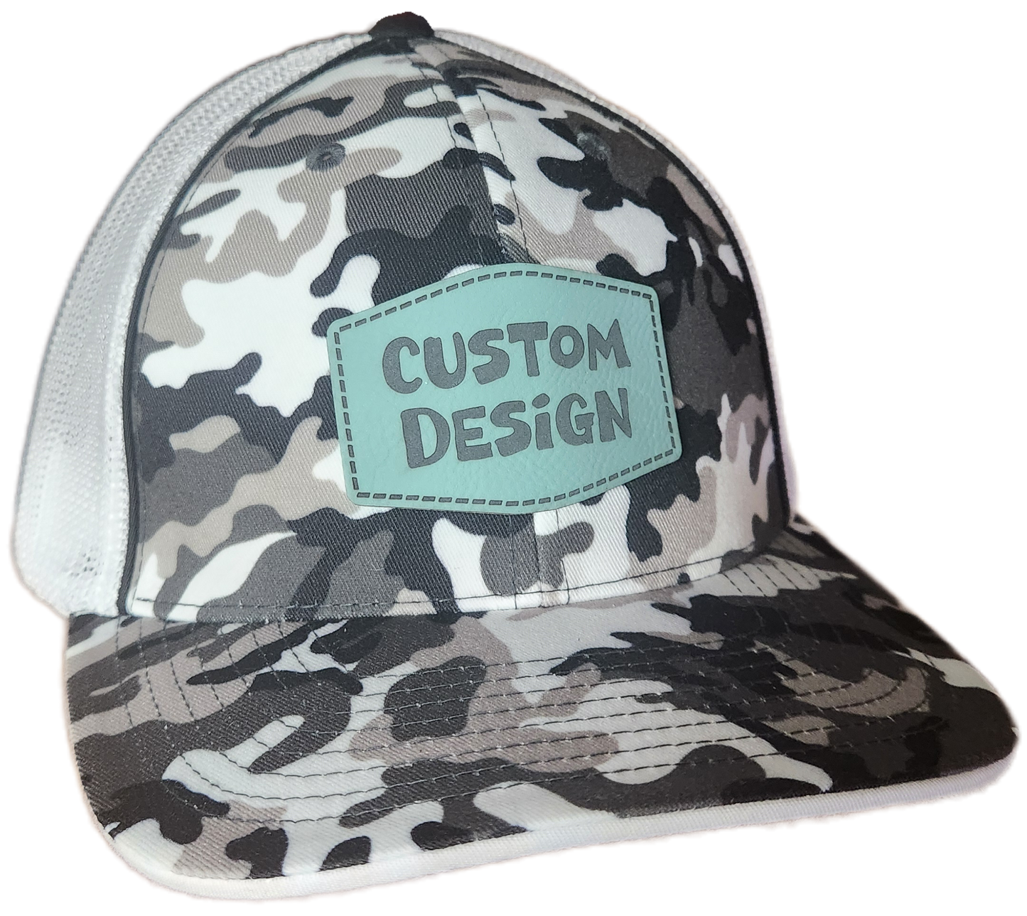 Custom Patch - Pacific Headwear Glamo Mesh Flex Fit Cap - BLACK/WHITE/BLACK