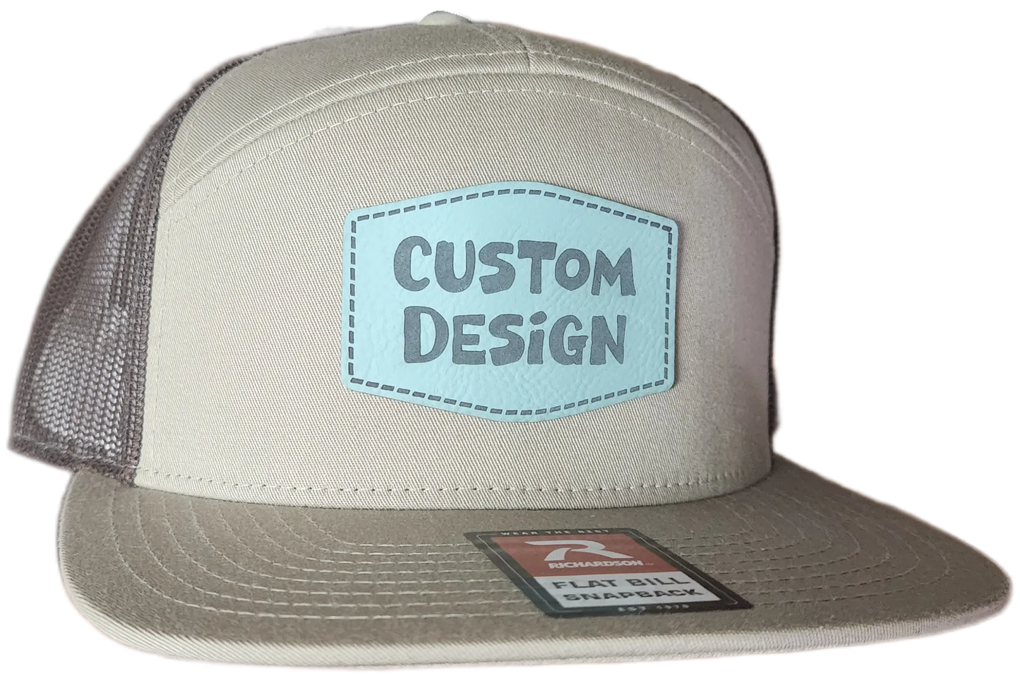 Custom Patch - Richardson 168 7 Panel Flat Bill Snapback Cap - KHAKI/BROWN