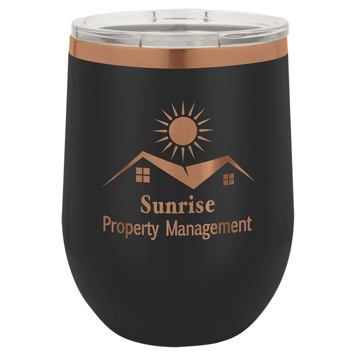 12 oz. Ion Plated Stemless Wine Tumbler with Lid - Customized - Smalltown Connetchin