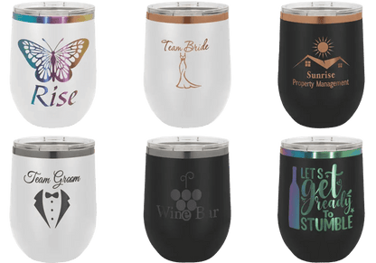 12 oz. Ion Plated Stemless Wine Tumbler with Lid - Customized - Smalltown Connetchin