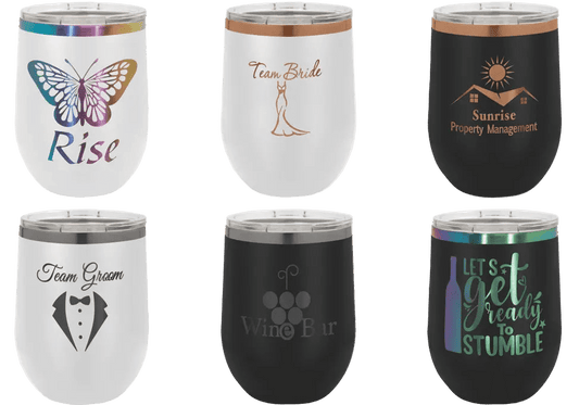 12 oz. Ion Plated Stemless Wine Tumbler with Lid - Customized - Smalltown Connetchin