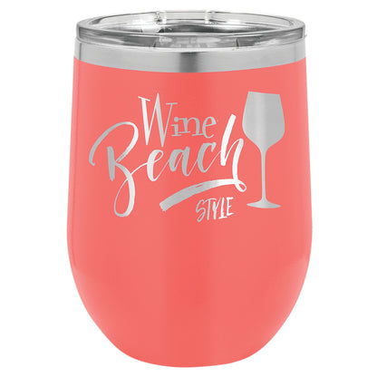 12 oz. Wine Tumbler - Stemless with Lid - Vacuum Insulated - Customized - Smalltown ConnEtchin