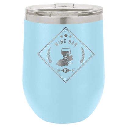 12 oz. Wine Tumbler - Stemless with Lid - Vacuum Insulated - Customized - Smalltown ConnEtchin