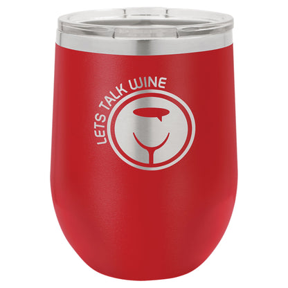 12 oz. Wine Tumbler - Stemless with Lid - Vacuum Insulated - Customized - Smalltown ConnEtchin