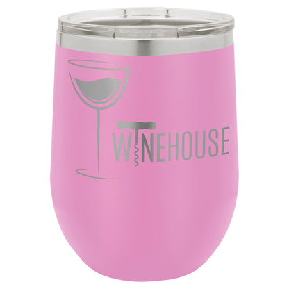 12 oz. Wine Tumbler - Stemless with Lid - Vacuum Insulated - Customized - Smalltown ConnEtchin