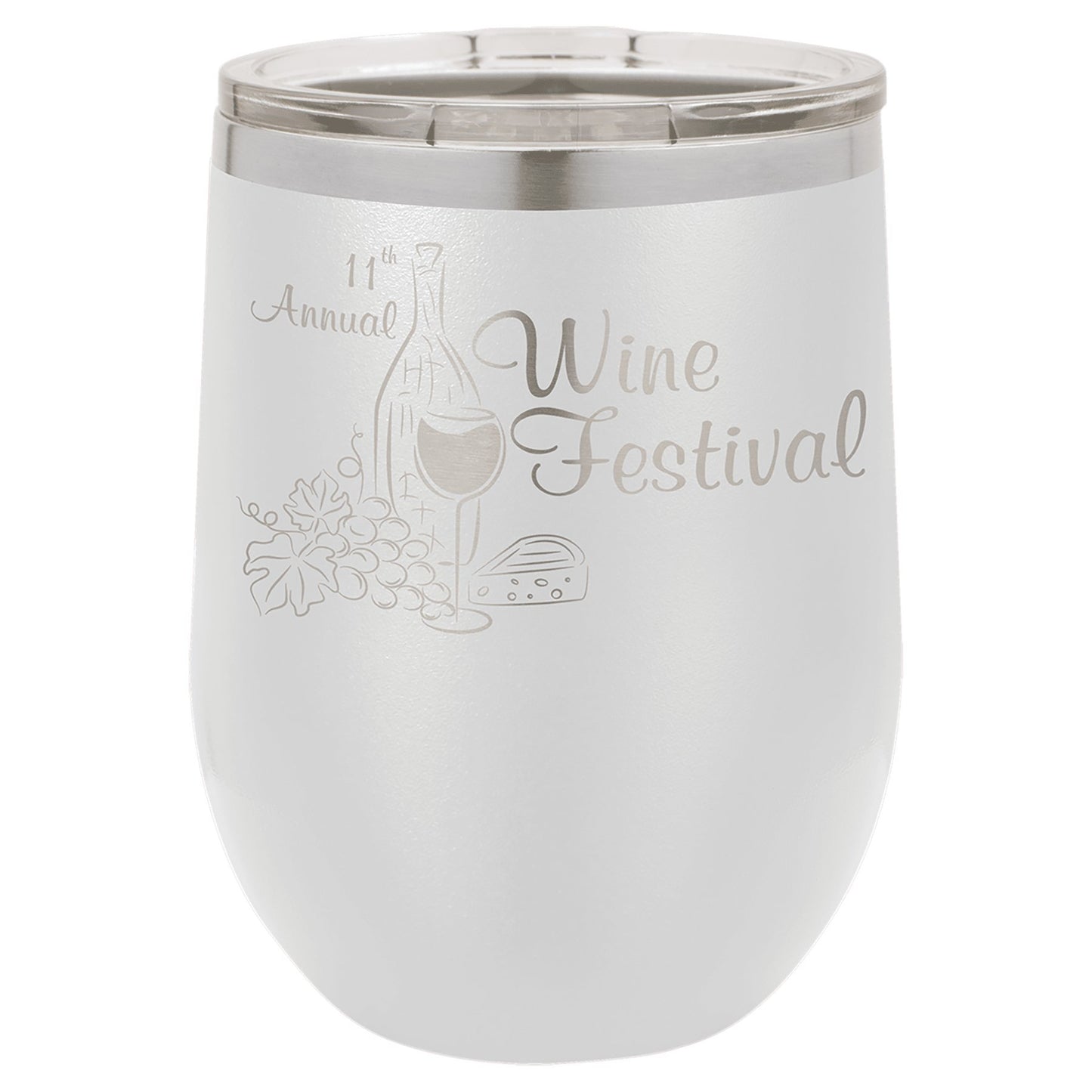 12 oz. Wine Tumbler - Stemless with Lid - Vacuum Insulated - Customized - Smalltown ConnEtchin