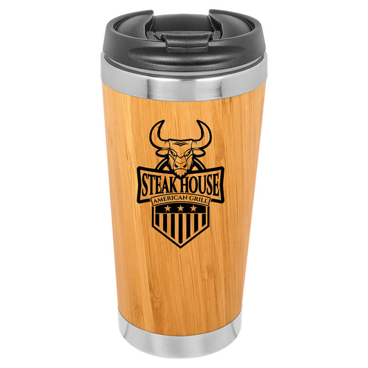 15 oz. Bamboo Stainless Steel Tumbler - Custom - Smalltown ConnEtchin