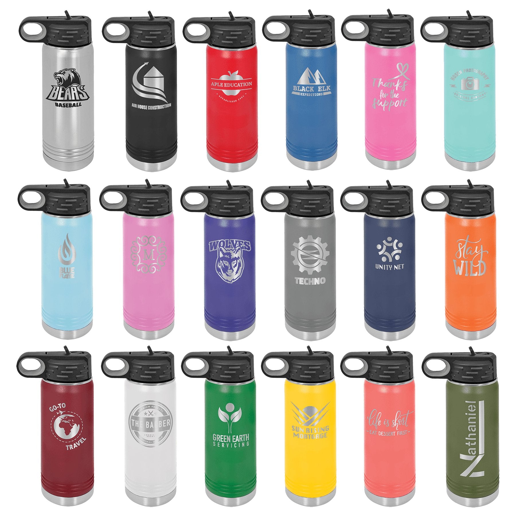 20 oz. Stainless Steel Water Bottle - Custom - Smalltown ConnEtchin